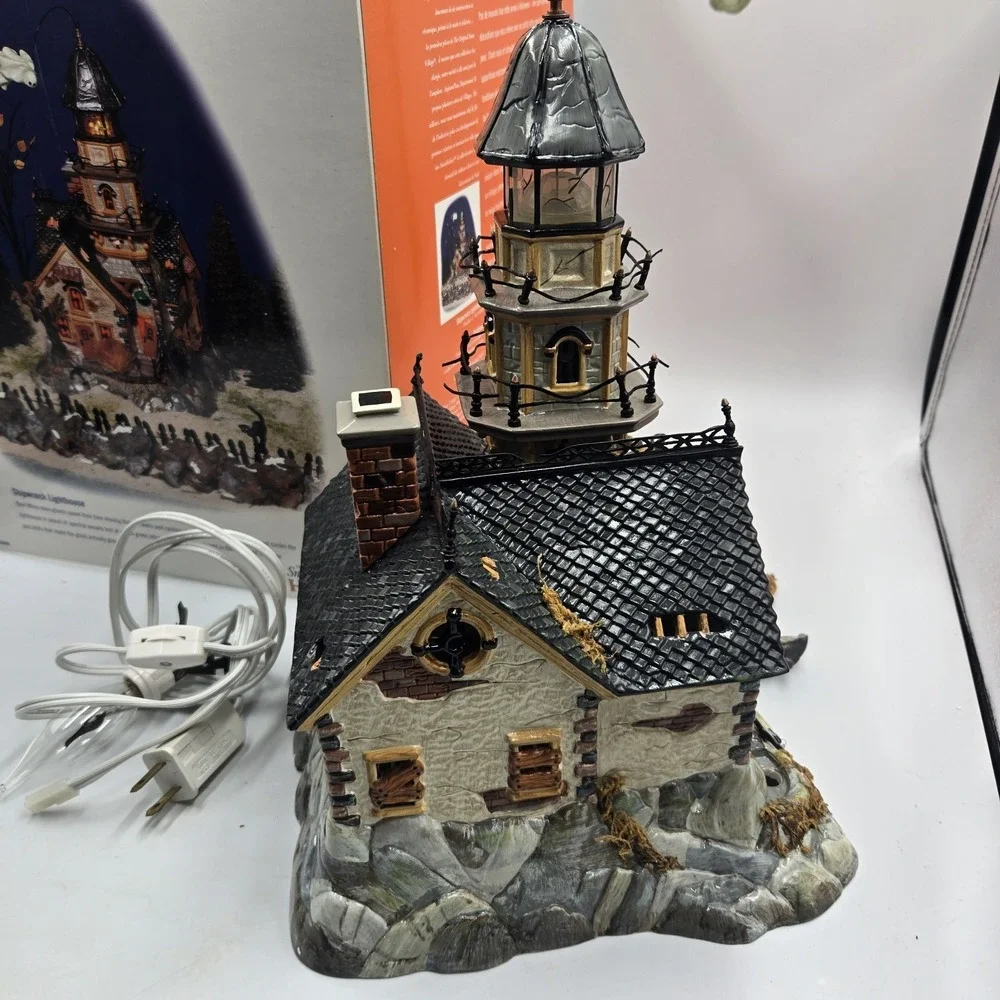 Dept 56 Halloween Village Shipwreck Lighthouse Electronic Lights Works 55088 NOS